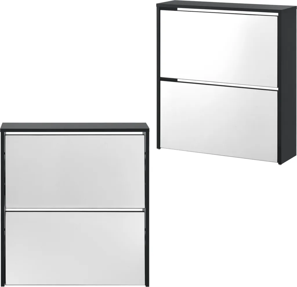 Rangement chaussures miroir Vogar extra-plat 17cm pour entrée noir