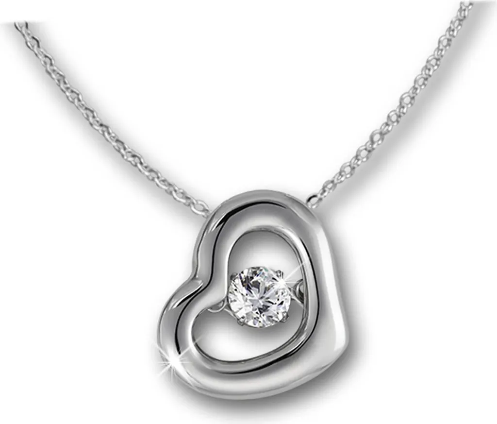 Pendentif Cœur Mobile Argent SilberDream et sa Chaîne en Oxyde Blanc