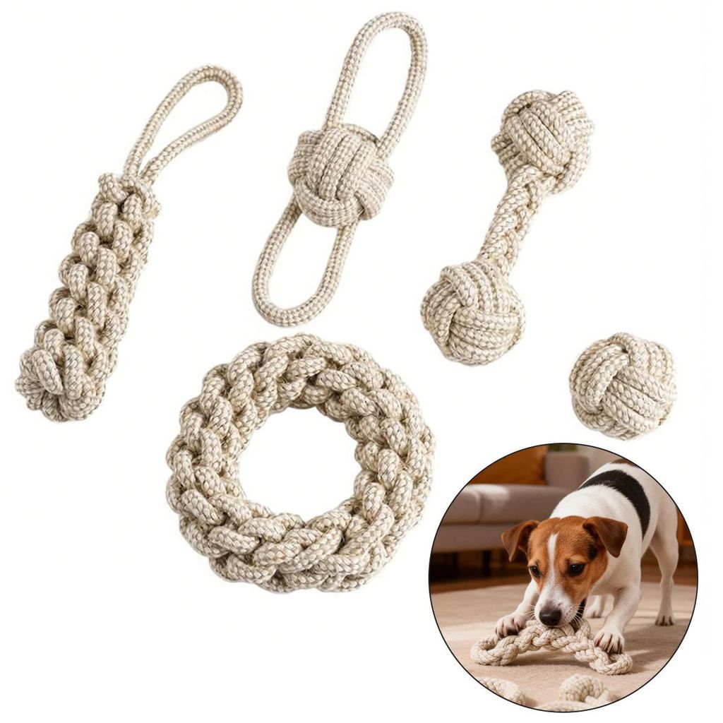 5 Stück Hunde Kauspielzeug Seil,Geflochtene Hundeseile Produktbild 
