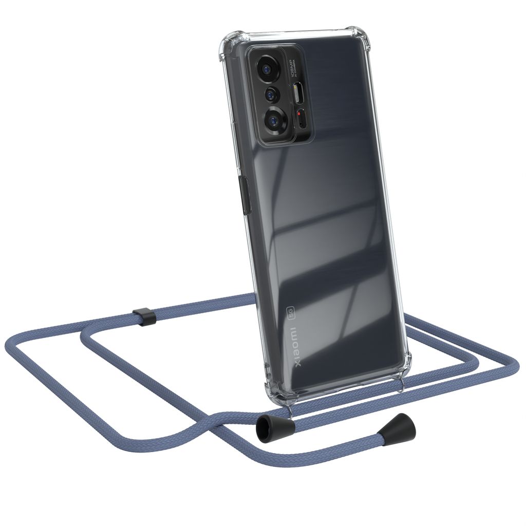 EAZY CASE Handykette kompatibel mit Xiaomi 11T / 11T Pro 5G, Handyhülle mit Umhängeband, Handykordel, Schutzhülle Clear, Band in Grün