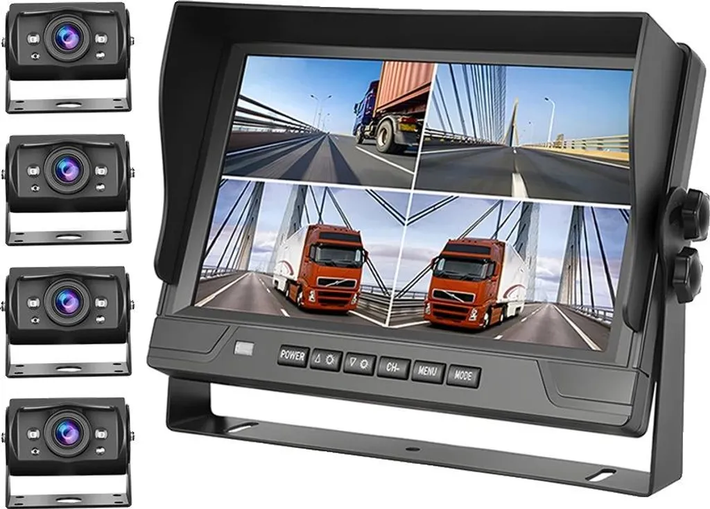 Moniteur 10 pouces automatique et 4 caméras IP66 Full HD 1080P
