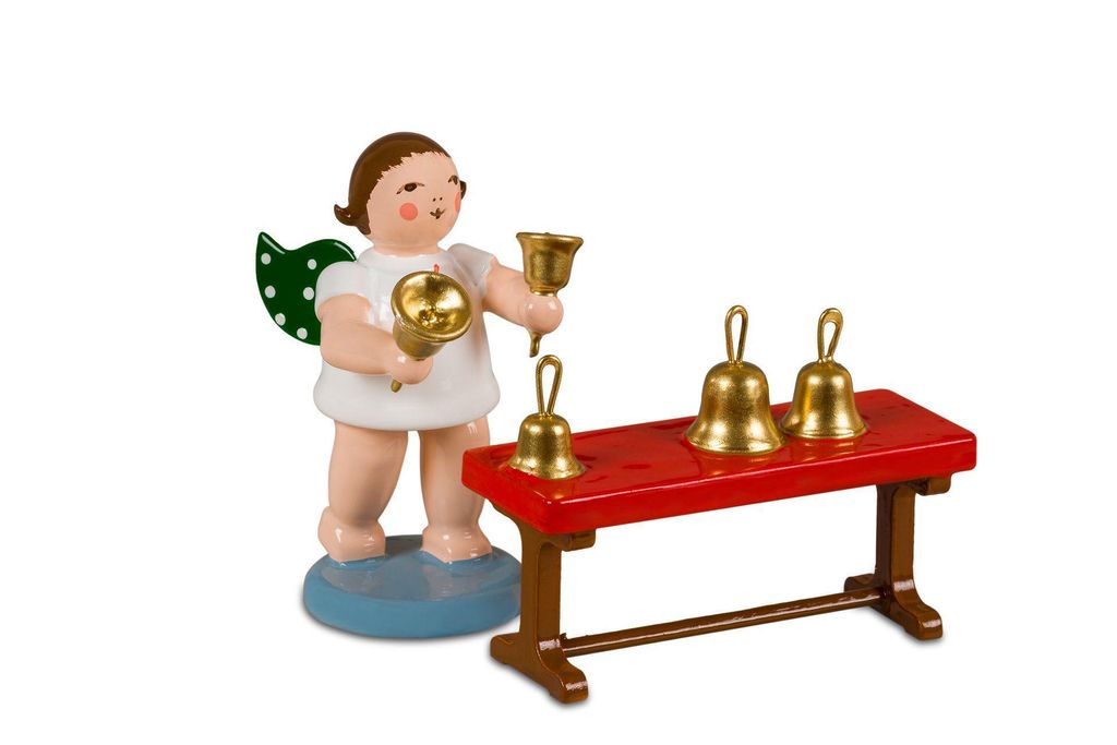 Weihnachtsfigur Engel mit Krone und Handglockenspiel Höhe 6,5cm NEU