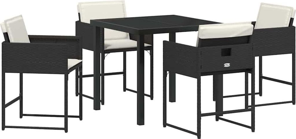 Garten Essgruppe 5 pcs Schwarz Poly-Rattan