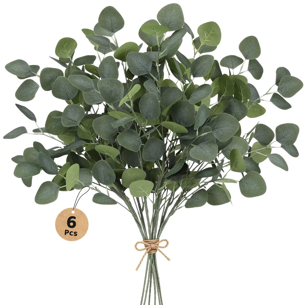 Eucalyptus Artificiel Réaliste 90cm - Lot de 6 Branches Haute Qualité