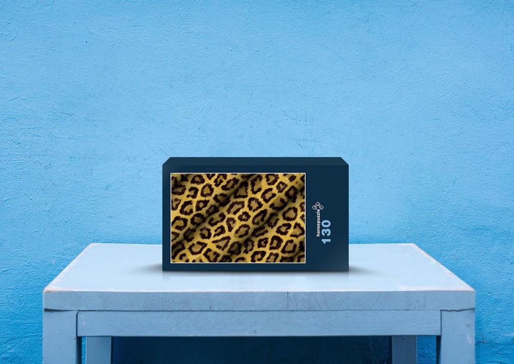 hansepuzzle 76912 - Leopard Puzzle, 130 Teile, Hintergründe, 28,7 x 20,0cm mit hochwertiger Aufbewahrung, Kartonbox und wiederverschließbarem Beutel