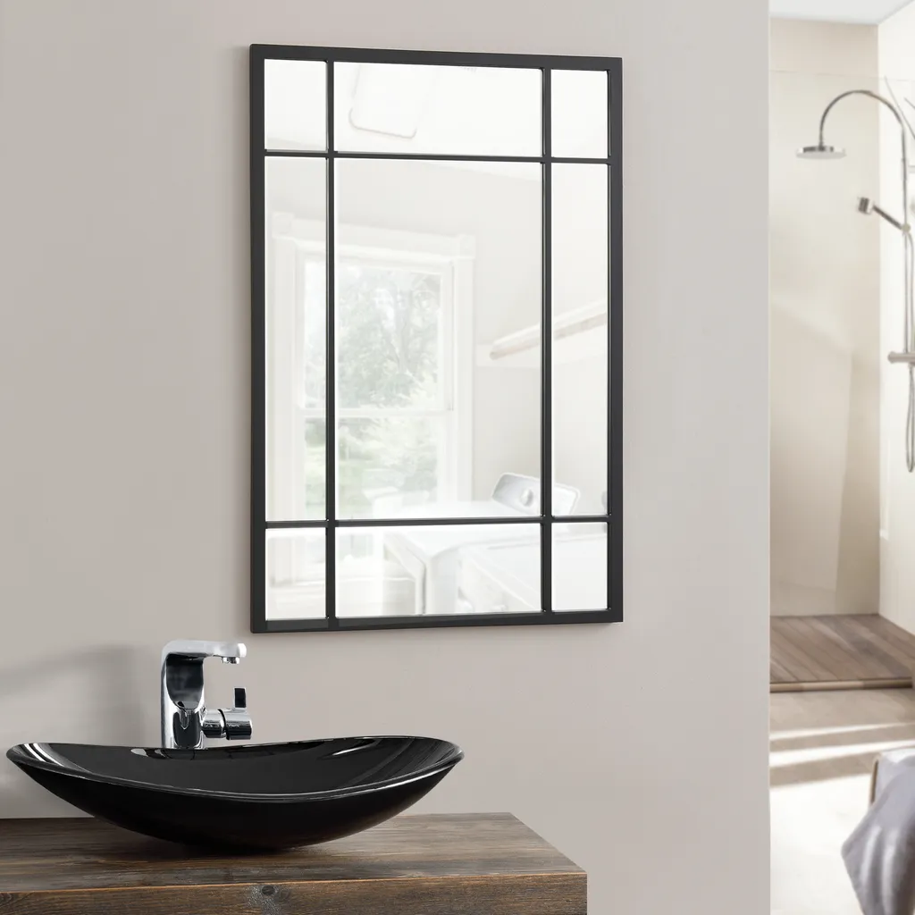 Miroir décoratif mural Colobraro cadre noir mat pour salon et chambre