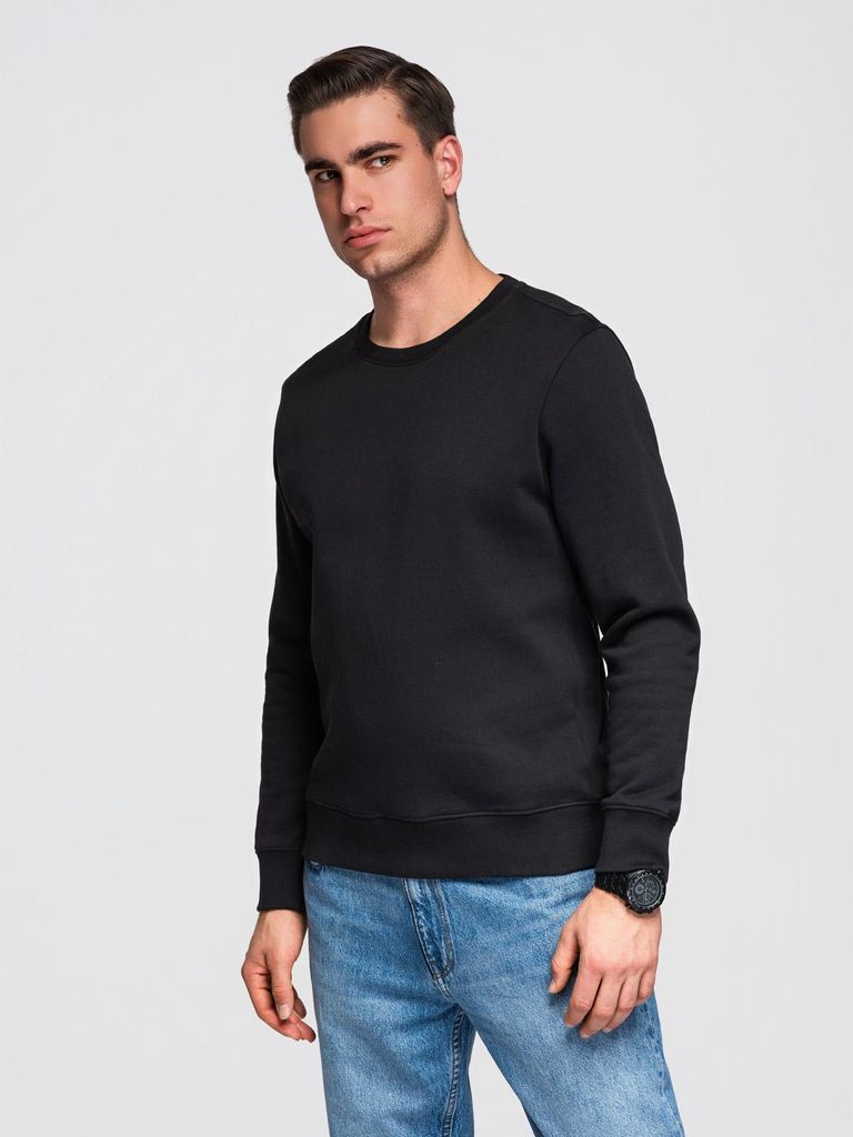 OMBRE Herren Sweatshirt Basic Rundhals Langarm OM-SSBN-0271 black XL