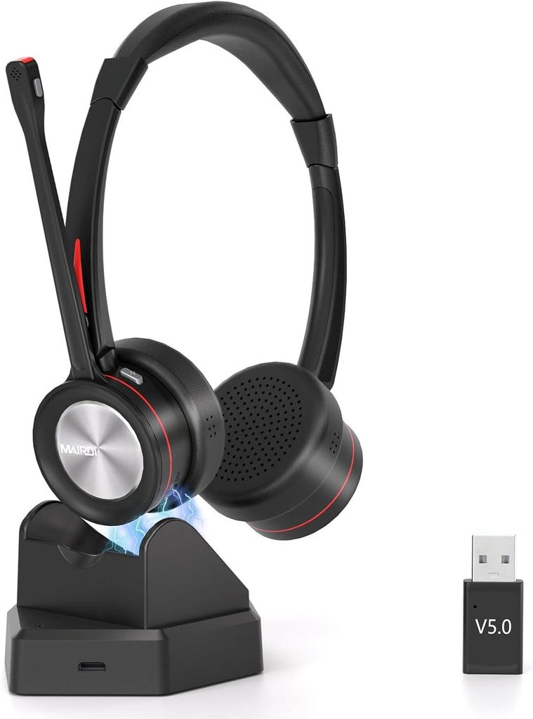 Bluetooth Headset mit Mikrofon & Ladestation, kabelloses Produktbild 