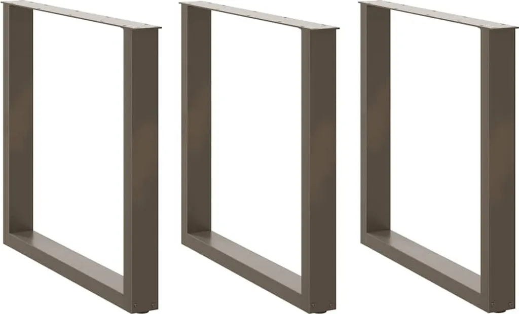 Gambe del tavolo da pranzo a U 3 pz. Acciaio naturale 80x(72-73) cm Acciaio