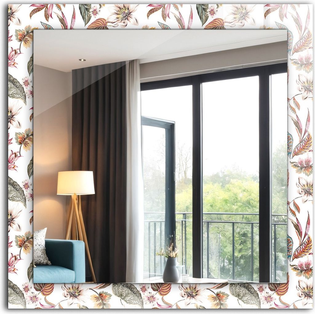 Bedruckter Spiegel - Wandspiegel - Dekorativer - Modern - 60x60 cm - Blumen Und Blätter