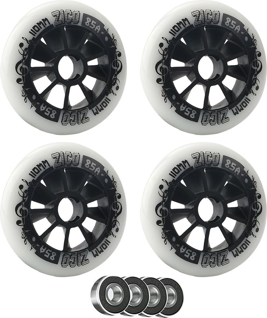 4er-Pack Inline-Skate-Rollen 90/100/110 mm, Ersatzrollen mit Kugellagern, für Indoor- und Outdoor-Rollschuhe