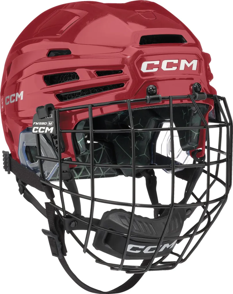 Casque avec Grille CCM FTW Combo Senior Rouge - Idéal Hockey Entraînement