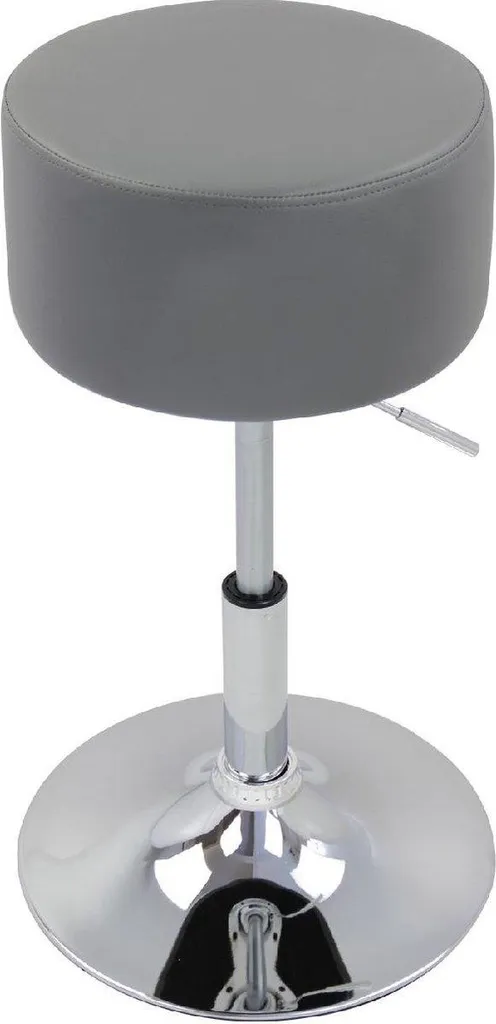 Tabouret de bar ergonomique gris ajustable - Assise ronde grand confort