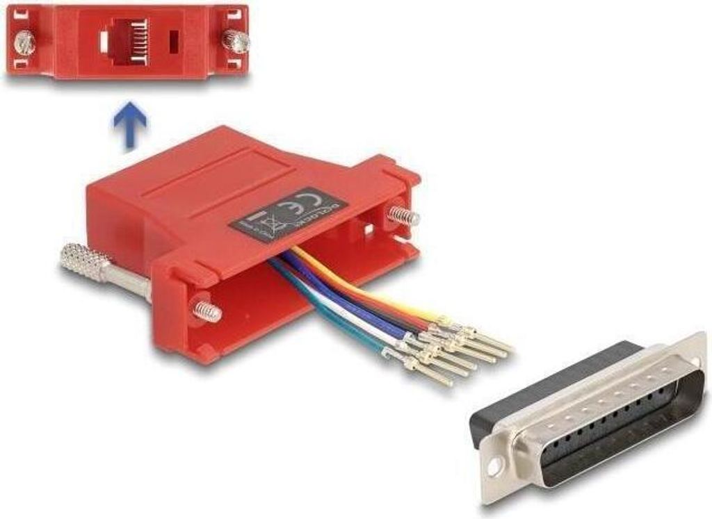 D-Sub 25 Pin Stecker auf RJ12 Buchse Montagesatz, rot, konfigurierbar