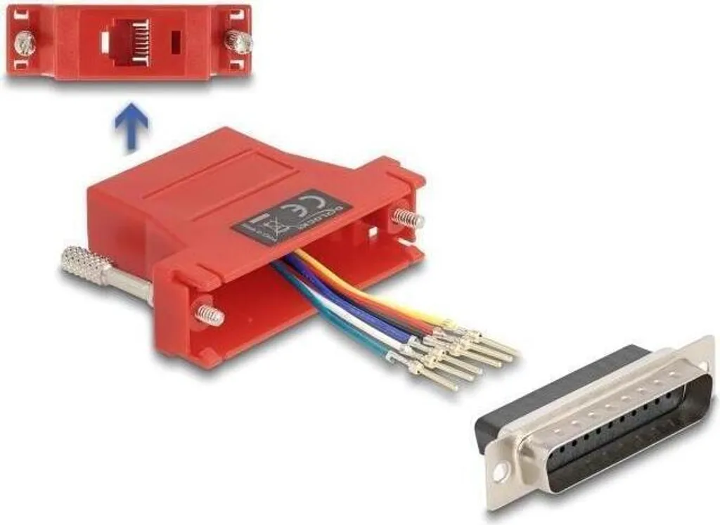 Adaptateur modulaire D-Sub 25 broches mâle vers prise RJ12 rouge robuste