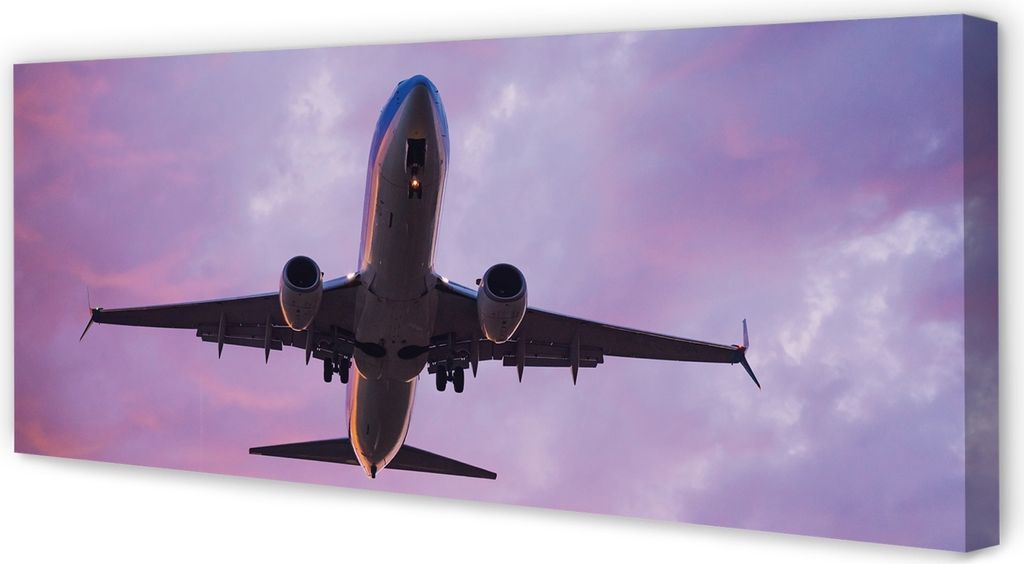 Leinwandbild 125x50 Wandkunst Wolken, Himmel, Flugzeug