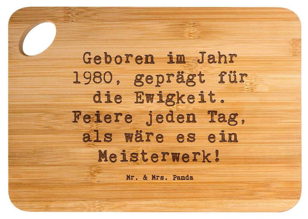 Mr. & Mrs. Panda Schneidebrett Spruch 1980 Geburtstag Feier - Transparent - Geschenk, Glückwunsch, liebevolle Geschenke, Holzbrett, geboren, nosta...