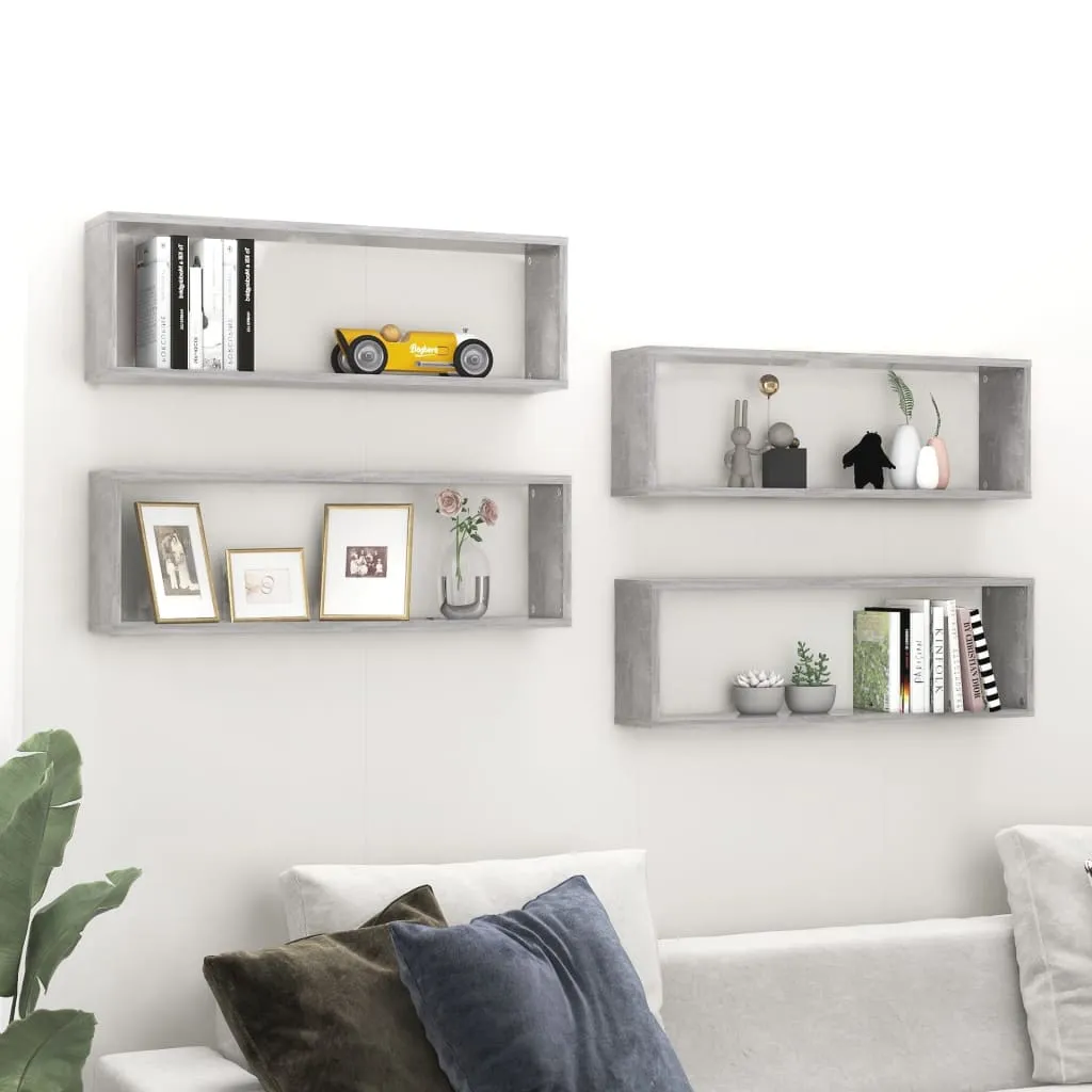 Set 4 Mensole Parete 80x15x26,5 Grigio Cemento - vidaXL Design Cubo - 2