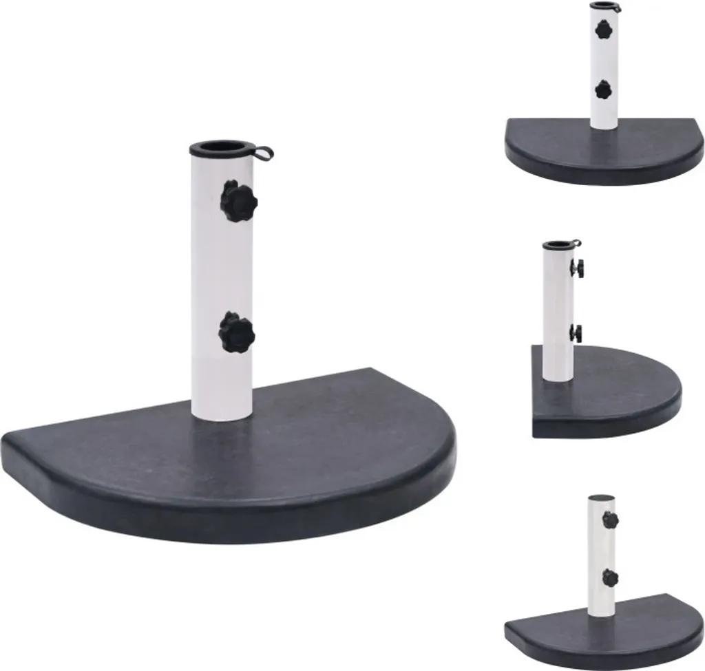 Pied de Parasol Stable vidaXL en Granit Noir - Anti-Basculement 40x28 cm