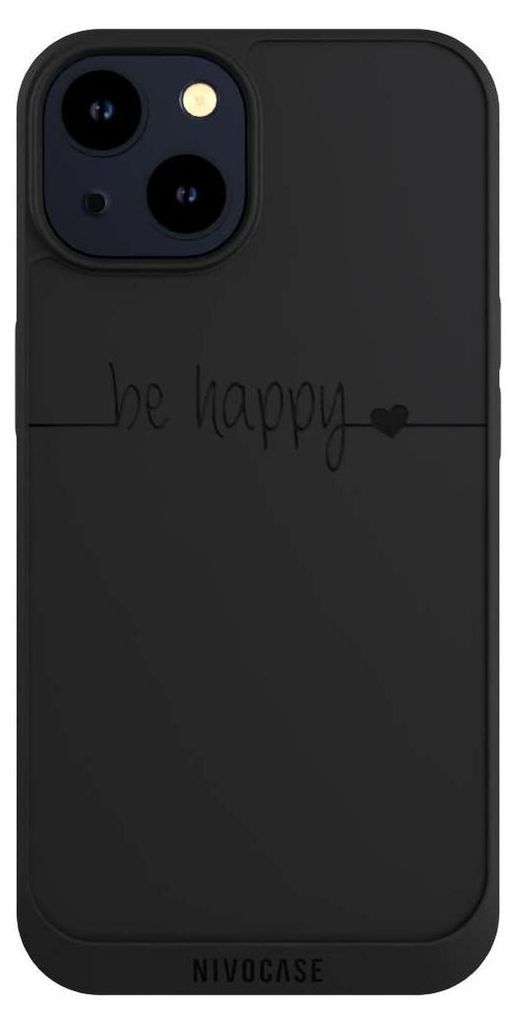 NIVOCASE Handyhülle für Apple iPhone 14 Hülle NIVOpure Case Schwarz Glück Statement Motiv ohne Hintergrund