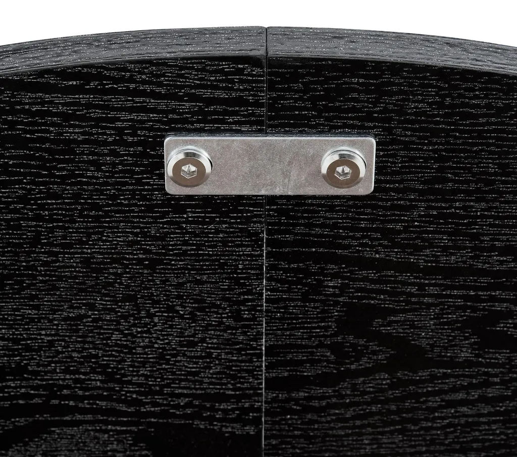 Table ronde aspect noyer Ø 100 cm avec étagère, structure métal noir - 13