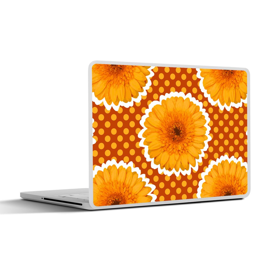 MuchoWow Laptop Aufkleber Sticker Cover Blumen - Punkte - Vintage - Muster 31x22.5 cm - Laptop-Deko