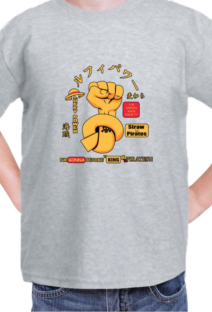 Kinder T-Shirt Manga Japan Anime Comics Animation One Manga Piece Anime 0021, 9-11 Jahr - 140 / Grau