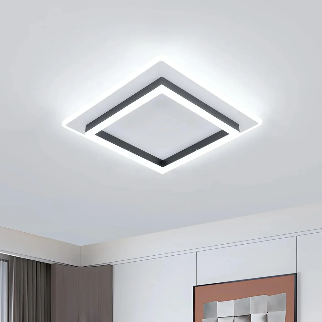 Luminaire Plafonnier Carré LED 41W Noir - Éclairage de Plafond 6500K