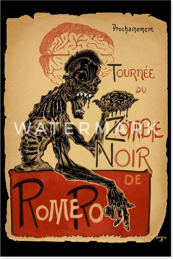Spreadshirt Alchemy England Le Zombie Noir Poster 40x60 cm, One size, Weiß