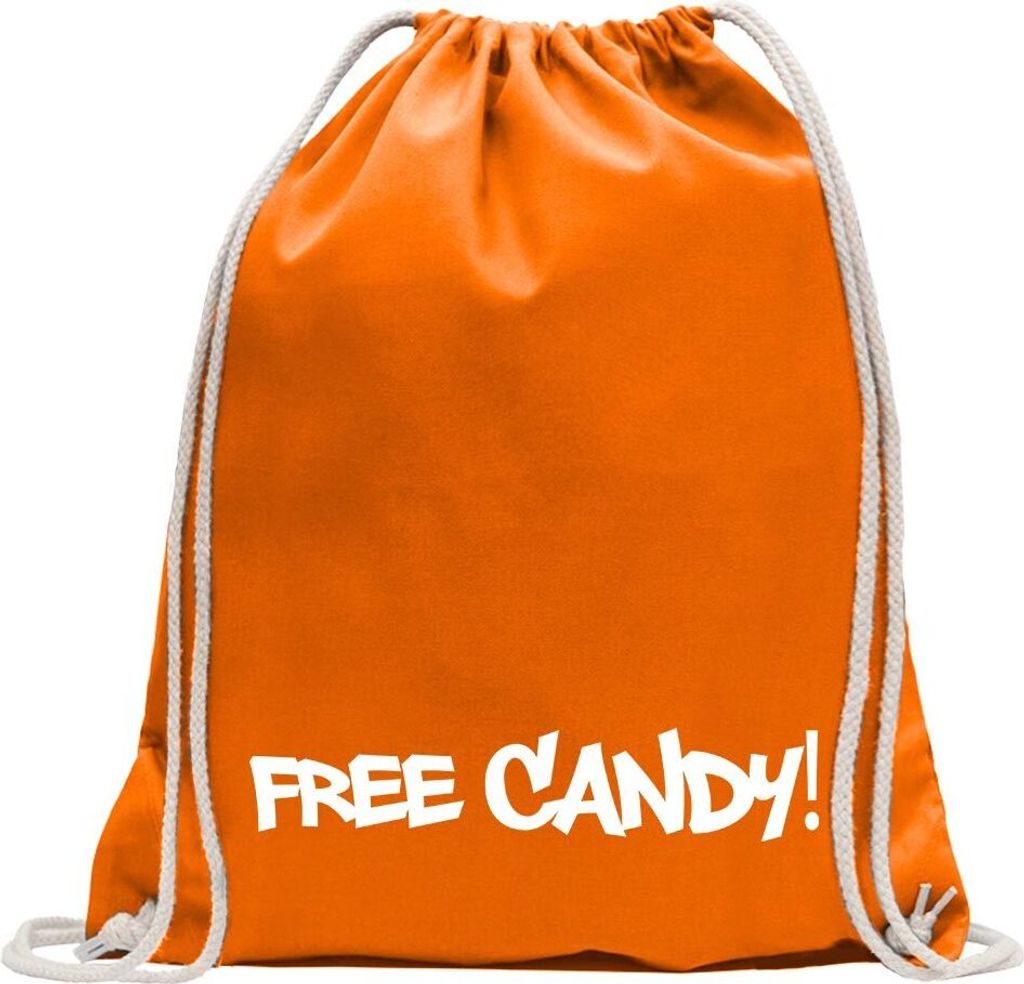 Kiwistar - Turnbeutel - mandarin - Free Candy - Fun Rucksack Sport Beutel Gymsack Baumwolle mit Ziehgurt