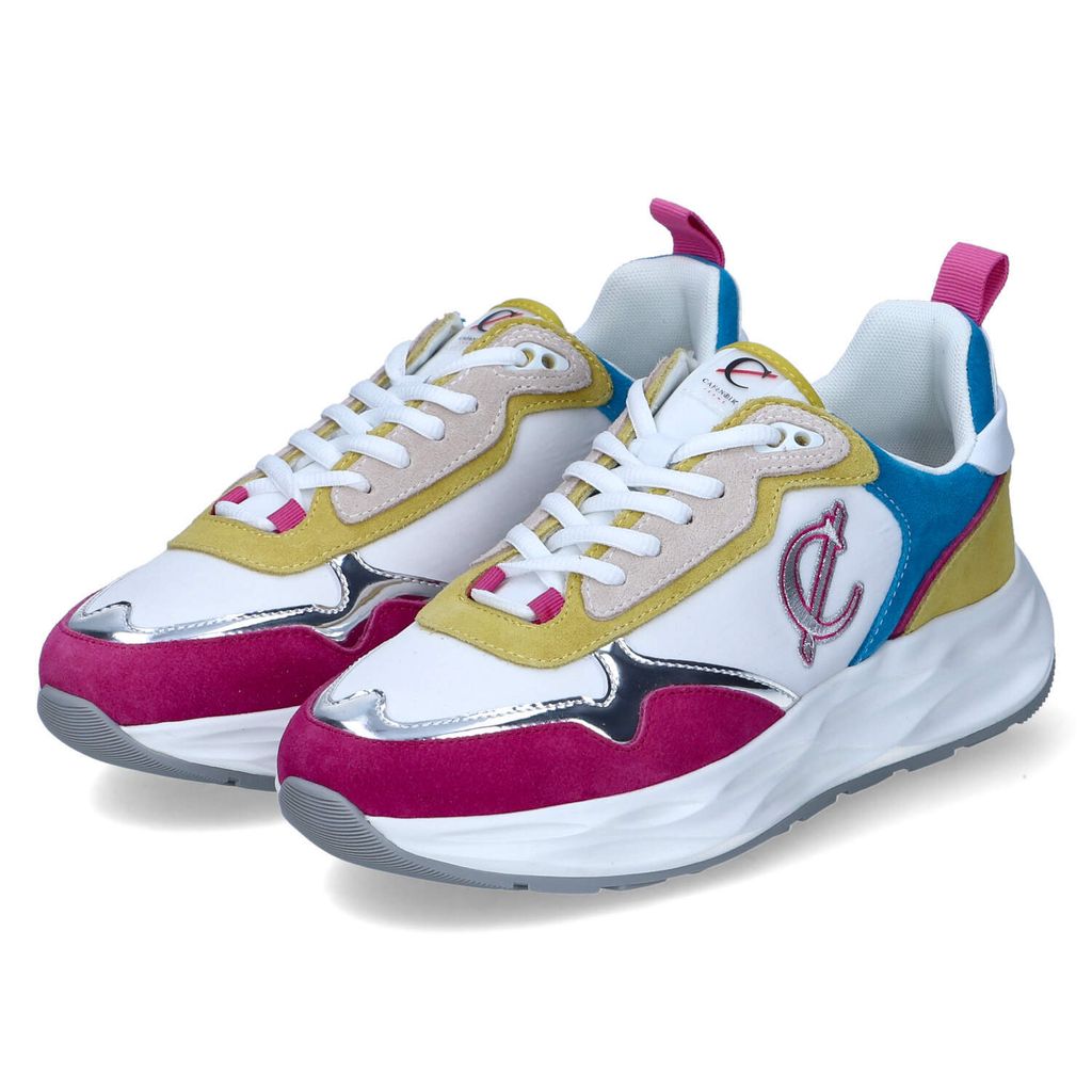 CafèNoir Damen Low Sneaker Mehrfarbig Leder-Textil-Synthetik-Mix Größr 40 EU