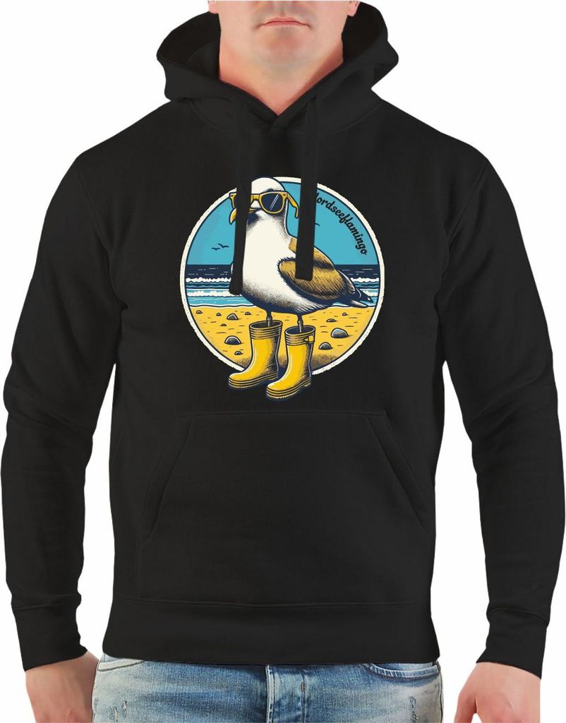 Herren Kapuzenpullover Nordseeflamingo
