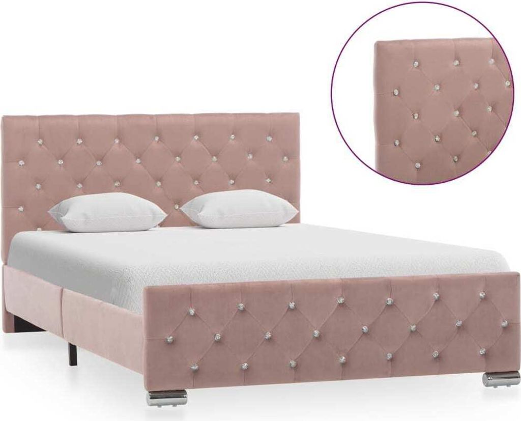 vidaXL Cadre de lit Rose Tissu 120 x 200 cm Image du produit 