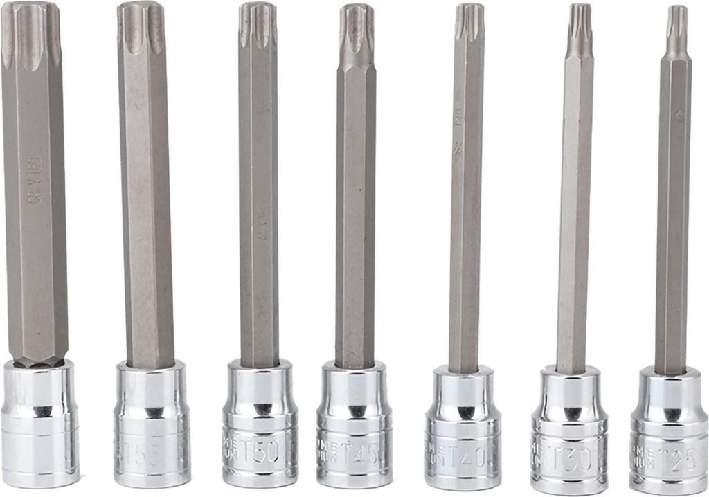 7 Stück 3/8 Zoll Drive Extra Long Torx Star Bit Steckschlüsselsatz