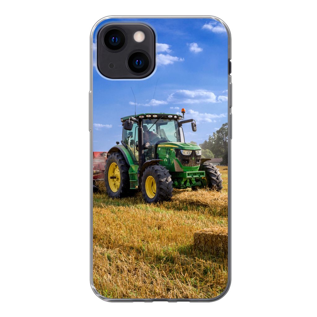 MuchoWow Handyhülle Schutzhülle Hülle für iPhone 13 Traktor - Bauernhof - Heu - Feld - Sonne - Landleben Silikon Softcase Handy Hülle - Kart...
