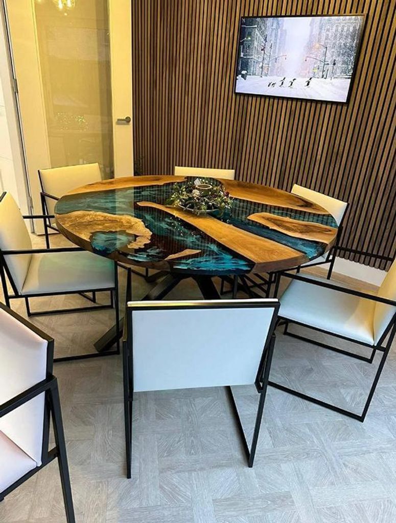 Couchtisch Modern Luxus Design Holz Braun Möbel Rund Wohnzimmer Couchtische