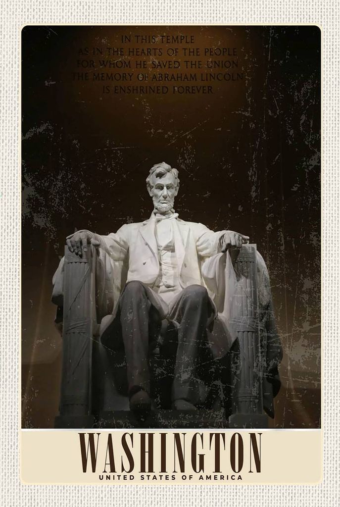 vianmo Holzschild 18x12 cm Washington Amerika USA Skulptur Bildmotiv Reisemotiv Abenteuer Reisen