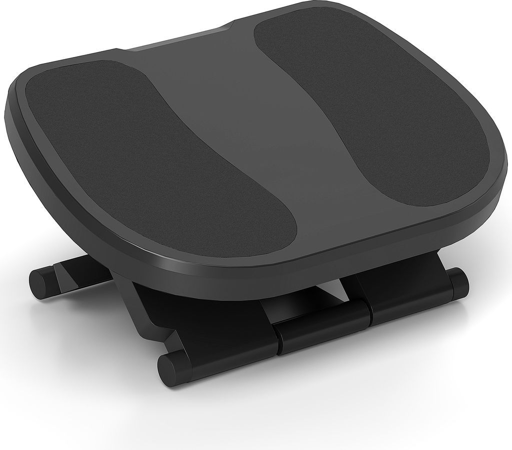 HOMCOM Fußstütze Schreibtisch, 3 Stufig Höhenverstellbar Fußbank, Ergonomische Fußablage, für Homeoffice, Büro, Grau