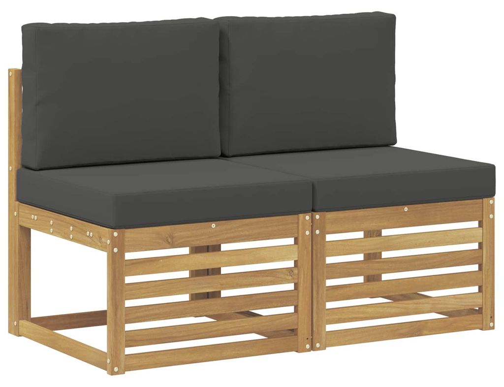 vidaXL 2 Stück Outdoor Mittelsofa Massivholz Akazie Weiß