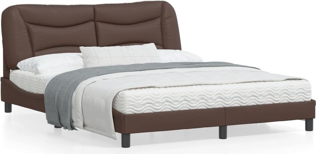 Design Bettgestell mit Kopfteil Braun 160x200 cm Kunstleder, Klassische Betten 2024 Neu