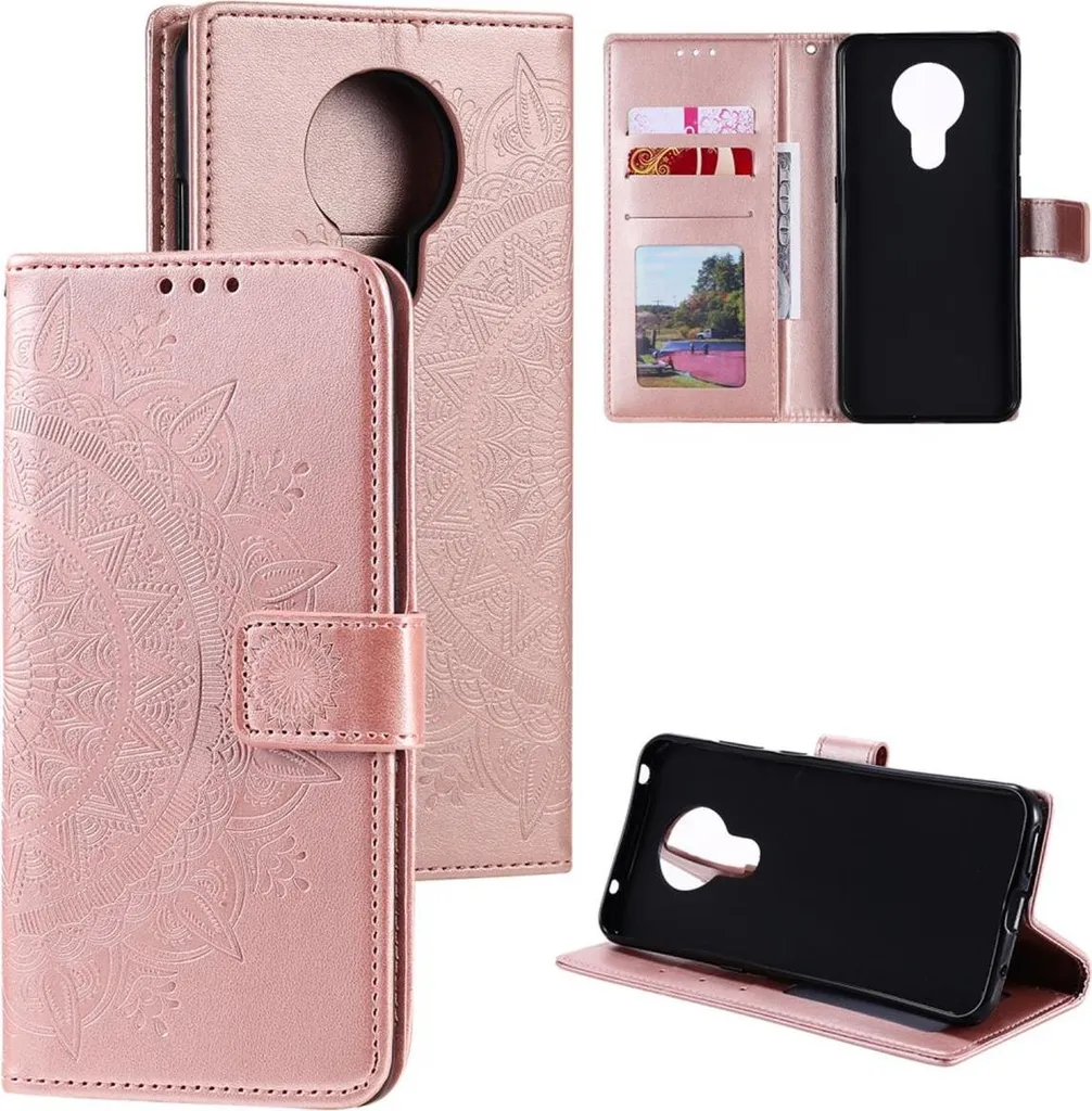 Custodia A Portafoglio Con Motivo Mandala Oro Per Nokia G20/G10 - Cover In Ecopelle Con Slot Per Carte E Chiusura Magnetica - 6