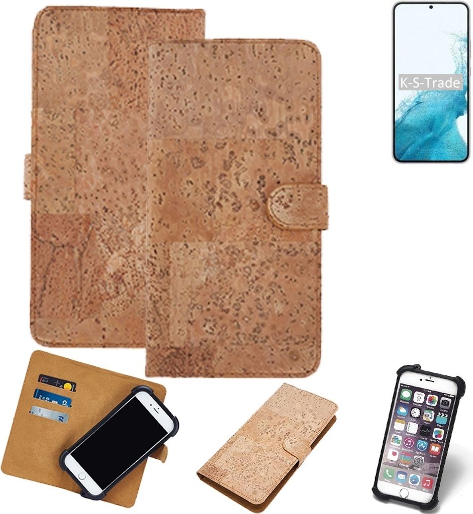K-S-Trade Hülle kompatibel mit Samsung Galaxy S22+ Exynos Kork Handyhülle Cover Schutzhülle TPU Case Bumper in Hellbraun, (1x)