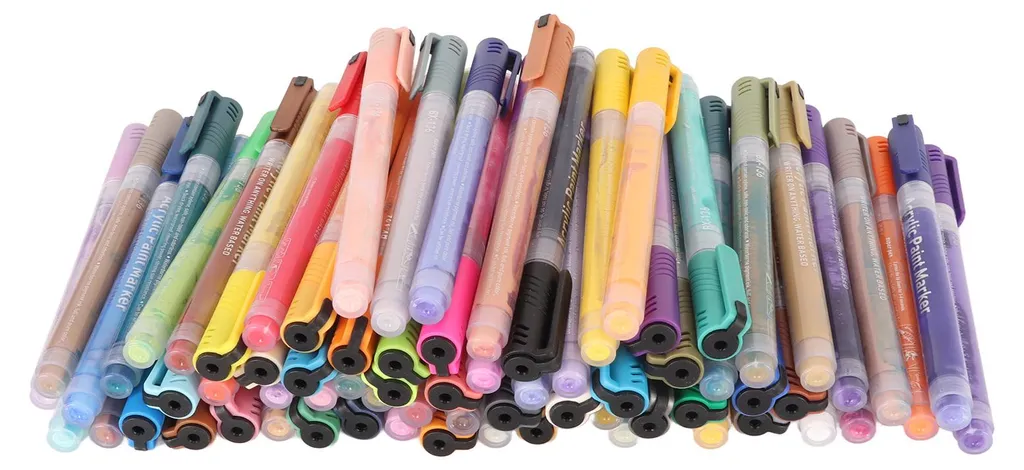 72 Marqueurs Peinture Acrylique Couleurs Assorties à Pointe Fibre Fine