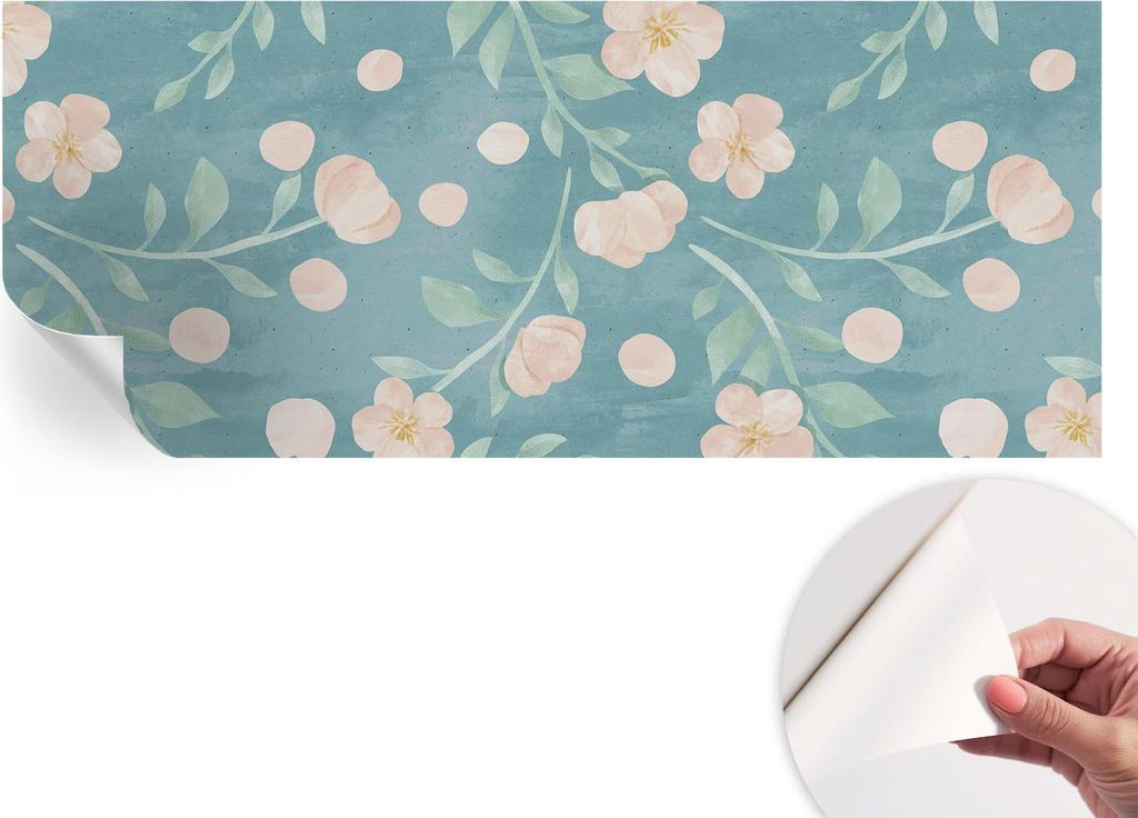 Selbstklebende Wandtapete - Dekorative Tapete für Wohnzimmer - Klebefolie für Wandbilder - Tapetenfolie für Wanddekoration - 208x146 cm - Floral...