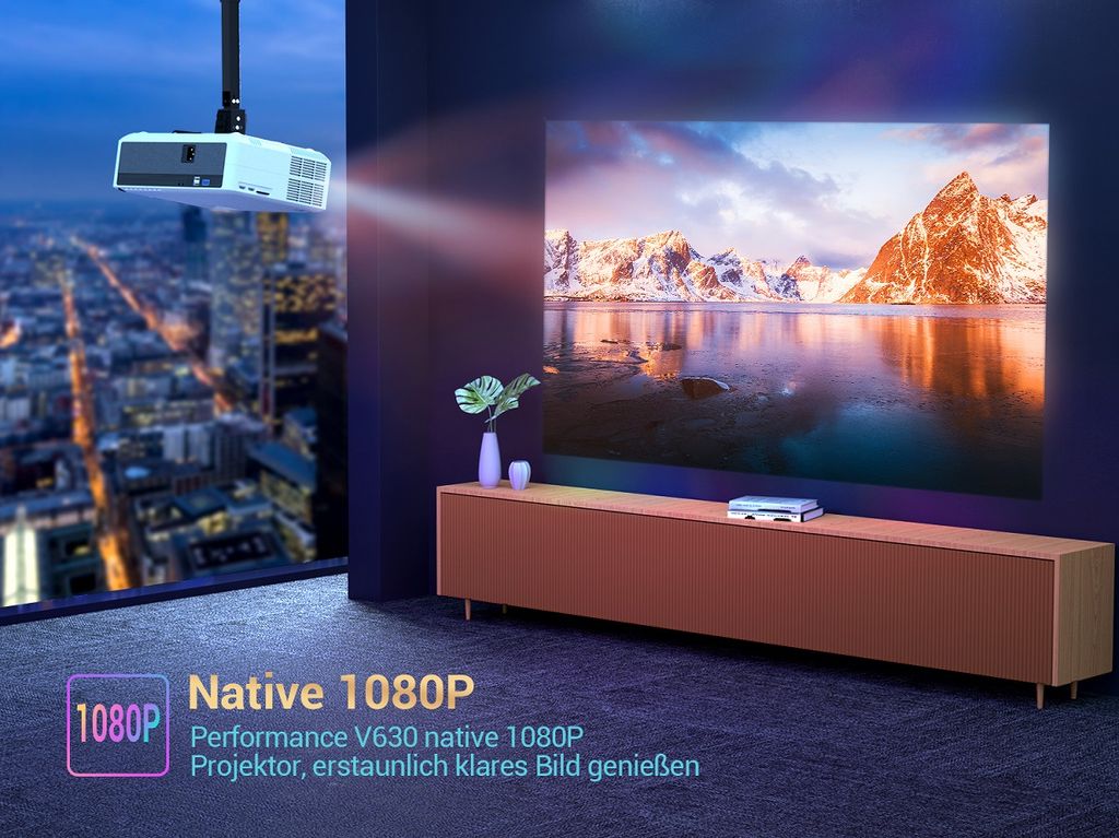 Weiß Mini Beamer 7000 LUX 1080P Full HD Unterstützt Ideales Weihnachtsgeschenke 200 LED Video-Beamer für Handy Heimkino Projektor kompatibel mit HDMI USB TV Stick VGA AV und iOS//Android