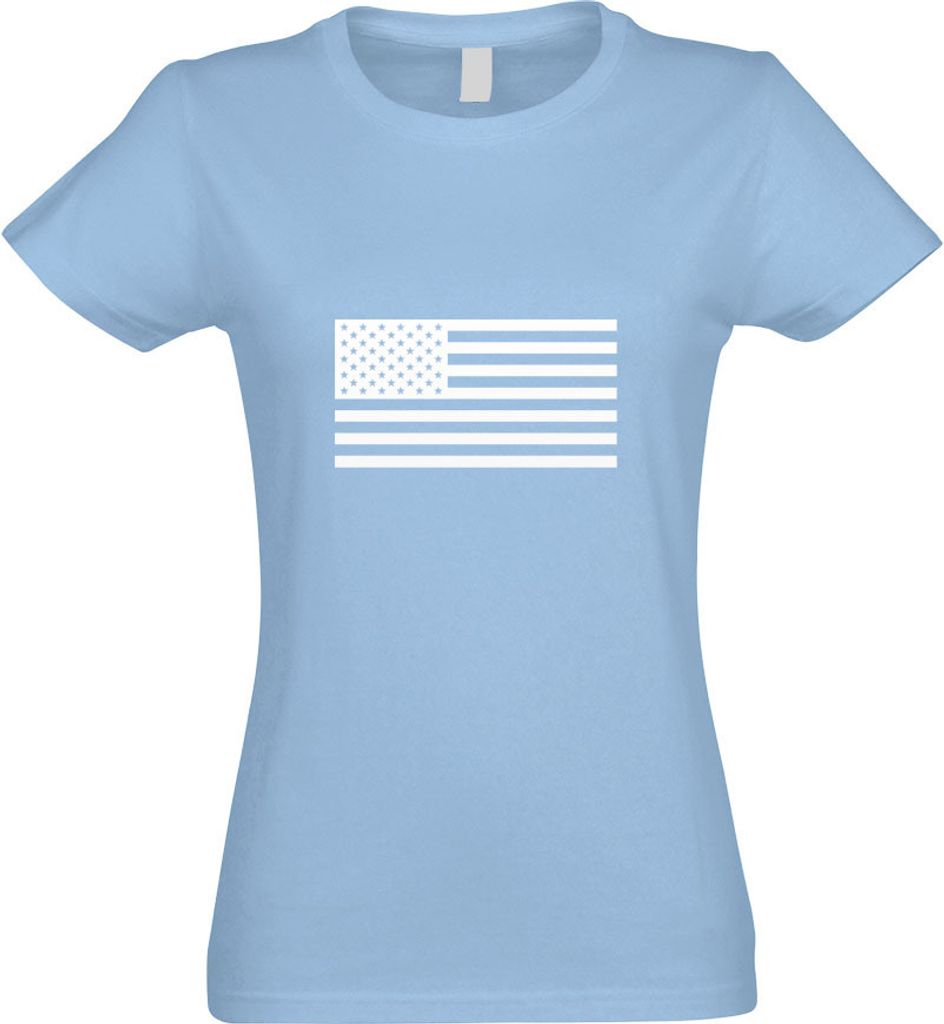 Kiwistar - T-Shirt tailliert - Damen - himmelblau - USA Flagge Vereinigte Staaten - mit Motiv Bedruckt - Funshirt Design - Sport - Freizeit - Damen...