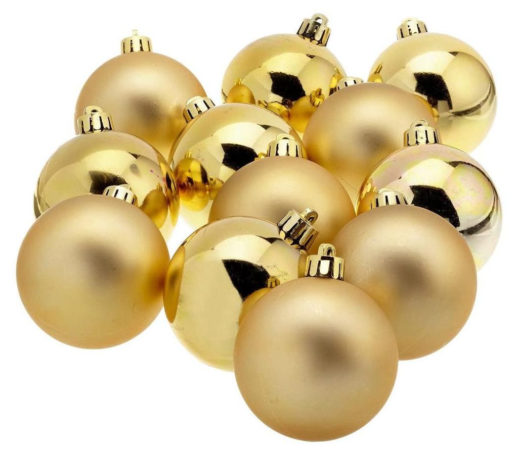 Kaemingk Set 12 Palline Di Natale Oro 60 Mm Lucide E Opache Immagine del prodotto 