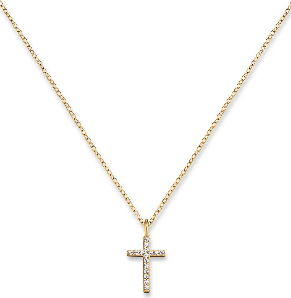 Collana Donna Angel Caller Croce 38mm Zirconi - Gioiello Protezione 925