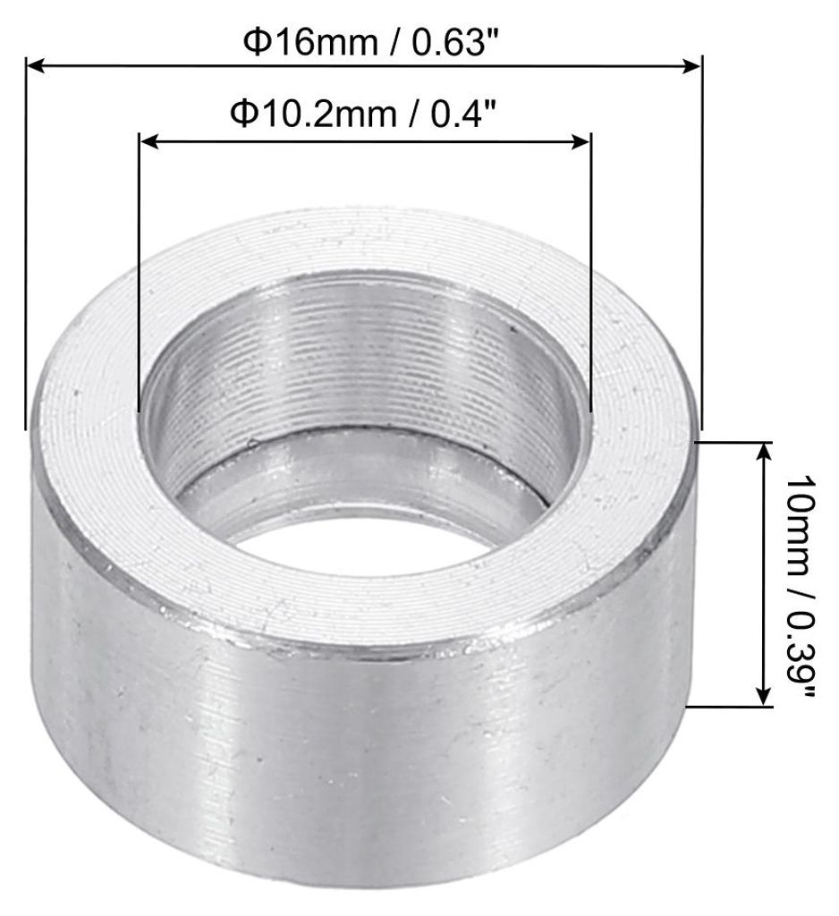 Distanzhš¹lsen M10 Aluminium Abstandshalter Wand, 6 Stš¹ck Metall Distanzhš¹lsen 10,2mm ID x 16mm OD x 10mm L Aluminium Distanzschrauben Rund...