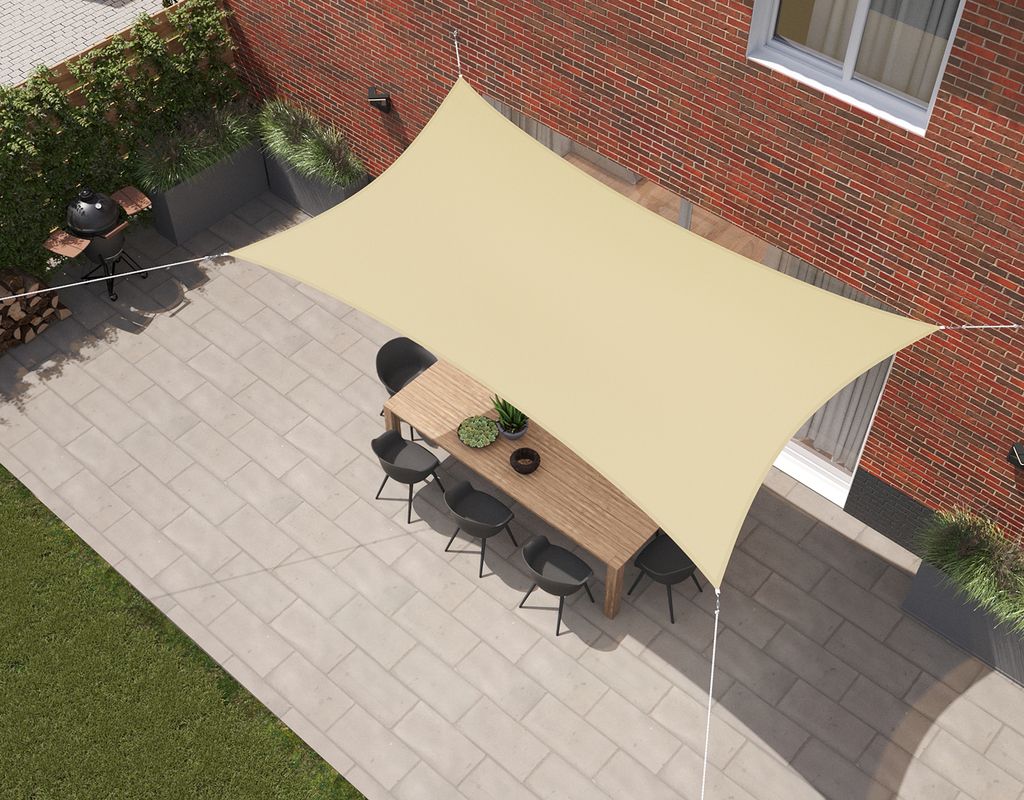 Kopu Sonnensegel, rechteckig, Wasserdicht, 2x3 m – Sonnentuch – Creme